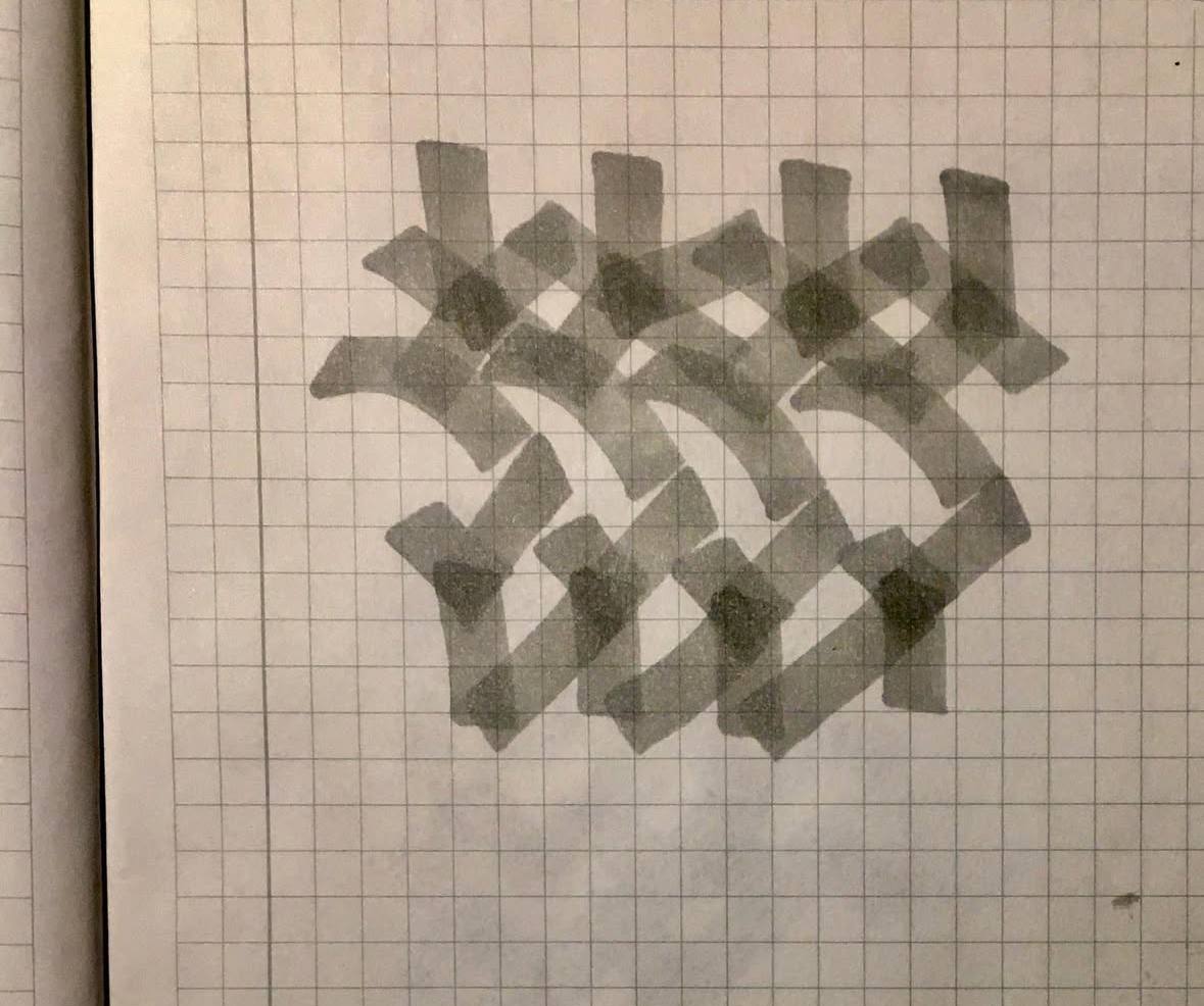 Habib Rezaei, an abstract drawing using transparent marker on paper