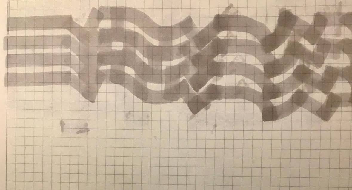 Habib Rezaei, an abstract drawing using transparent marker on paper