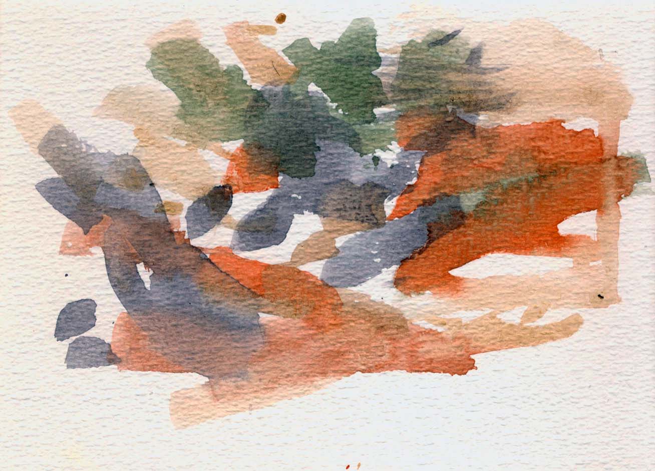 Habib Rezaei, a small watercolour works with warm colours